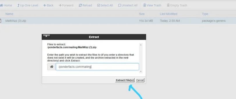 file extraction on cpanel