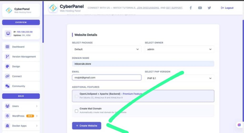 Install WordPress on Cyberpanel