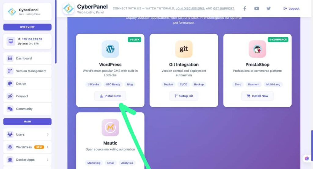 Install WordPress on Cyberpanel
