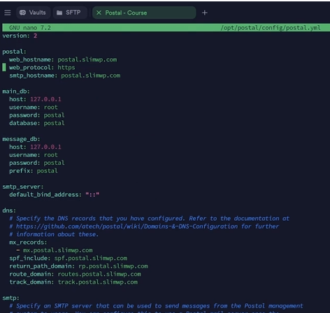 Postal SMTP Setup