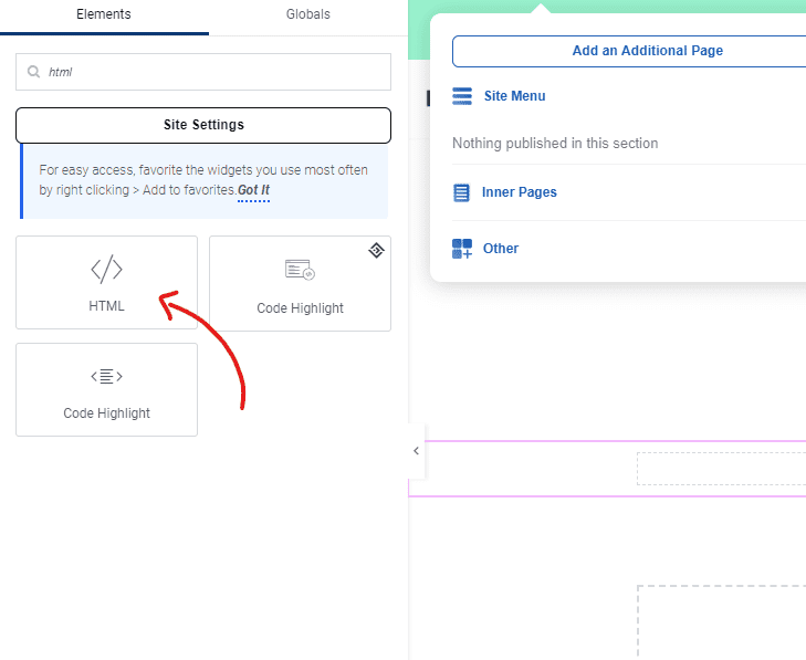 Adding Custom HTML in Elementor