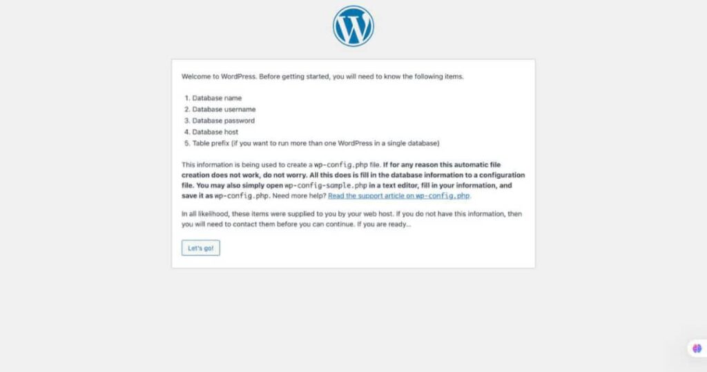 wordpress setup installer